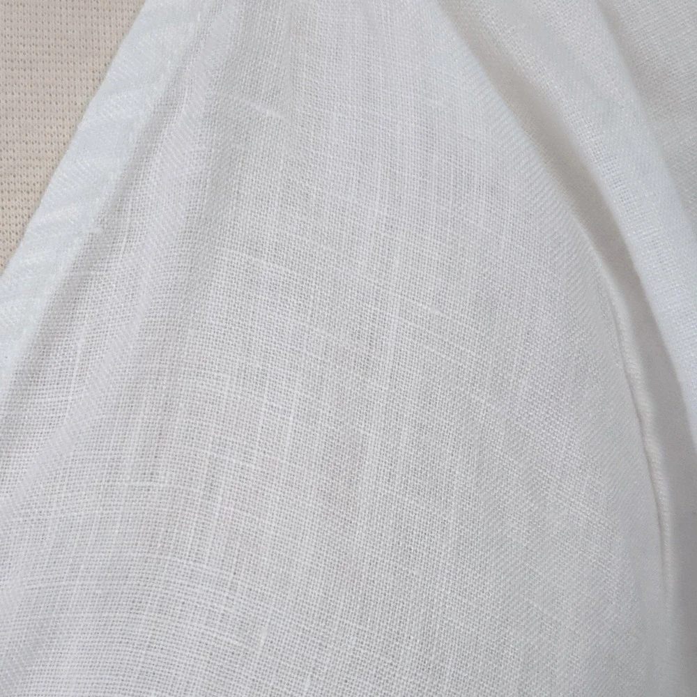 Anthropologie Maeve White Linen Audie Ruffle Puff Long Sleeve Peasant Top- Small